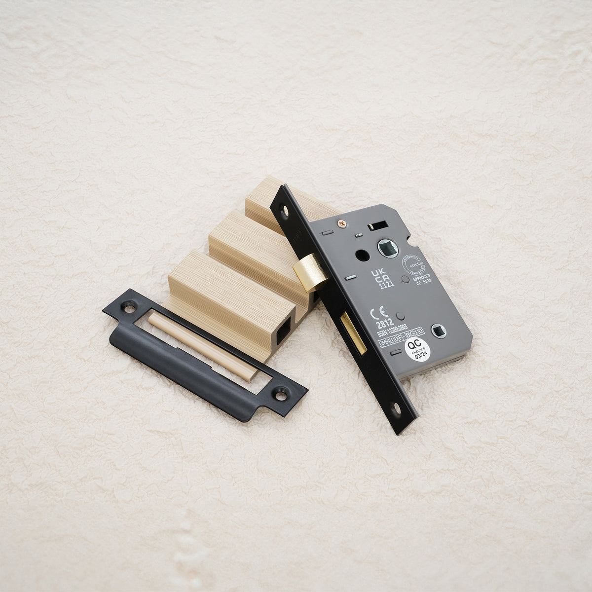 3" CE 3 Lever Bathroom Lock FD60 - Matt Black