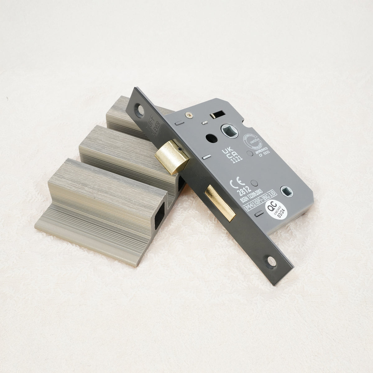 3" CE 3 Lever Bathroom Lock FD60 - Gunmetal Grey