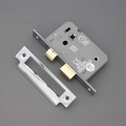 3" CE 3 Lever Bathroom Lock FD60 - Polished Chrome