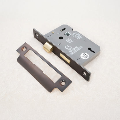 2.5" CE 3 Lever Mortice Sash Lock FD60 - Aged Bronze