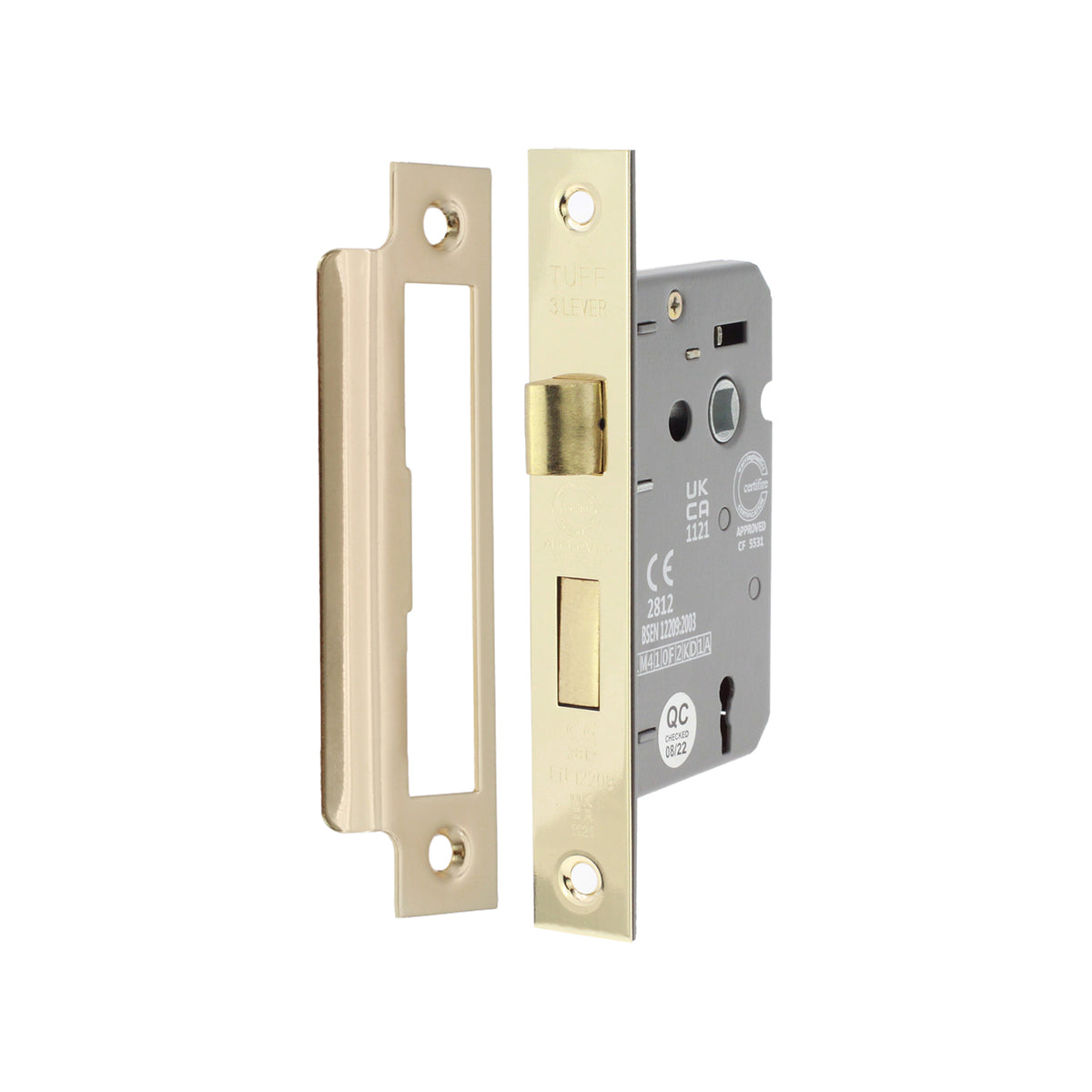 2.5" CE 3 Lever Mortice Sash Lock FD60 - Electro Brass