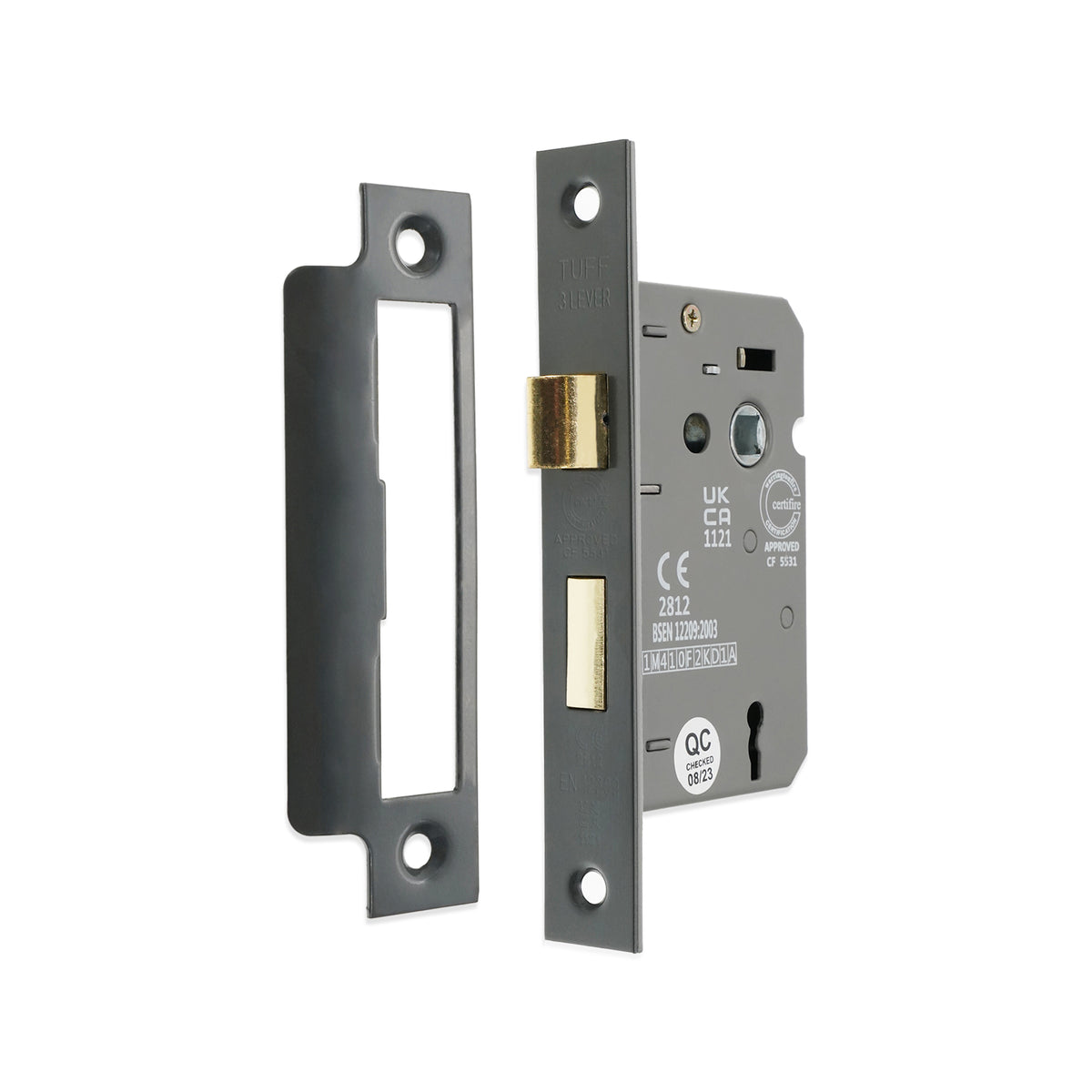 2.5" CE 3 Lever Mortice Sash Lock FD60 - Gunmetal Grey