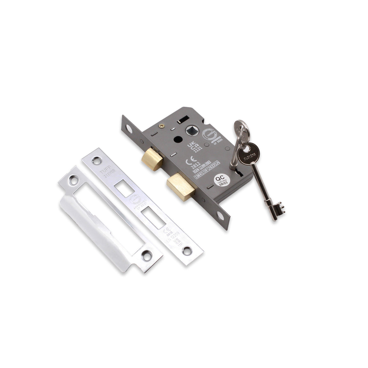 2.5" CE 3 Lever Mortice Sash Lock FD60 - Polished Chrome