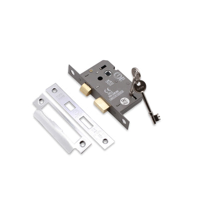 2.5" CE 3 Lever Mortice Sash Lock FD60 - Polished Chrome