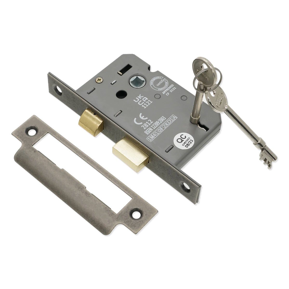 2.5" CE 3 Lever Mortice Sash Lock FD60 - Pewter