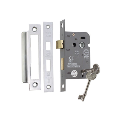 2.5" CE 3 Lever Mortice Sash Lock FD60 - Satin Chrome