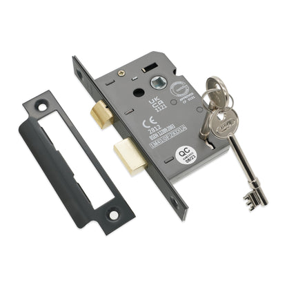 3" CE 3 Lever Mortice Sash Lock FD60 - Gunmetal Grey