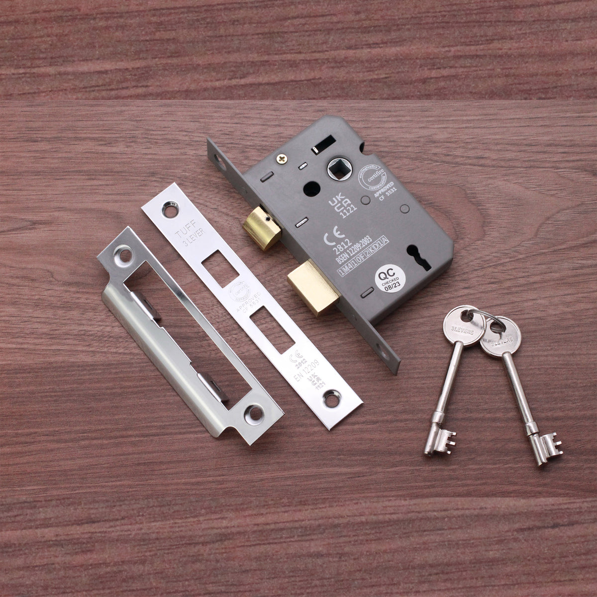 3" CE 3 Lever Mortice Sash Lock FD60 - Nickel Plated