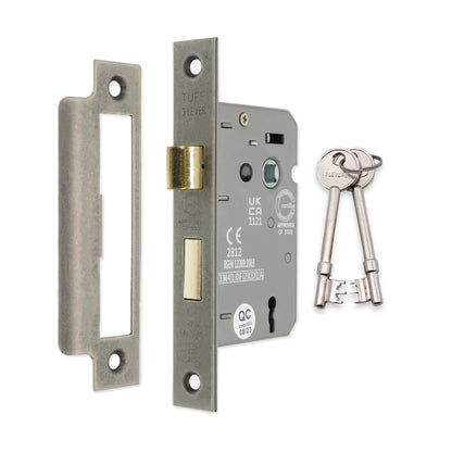 3" CE 3 Lever Mortice Sash Lock FD60 - Pewter