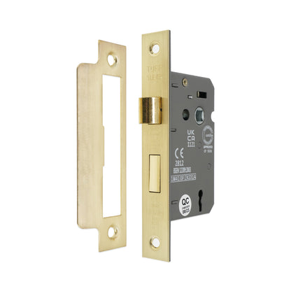 3" CE 3 Lever Mortice Sash Lock FD60 - Satin Brass