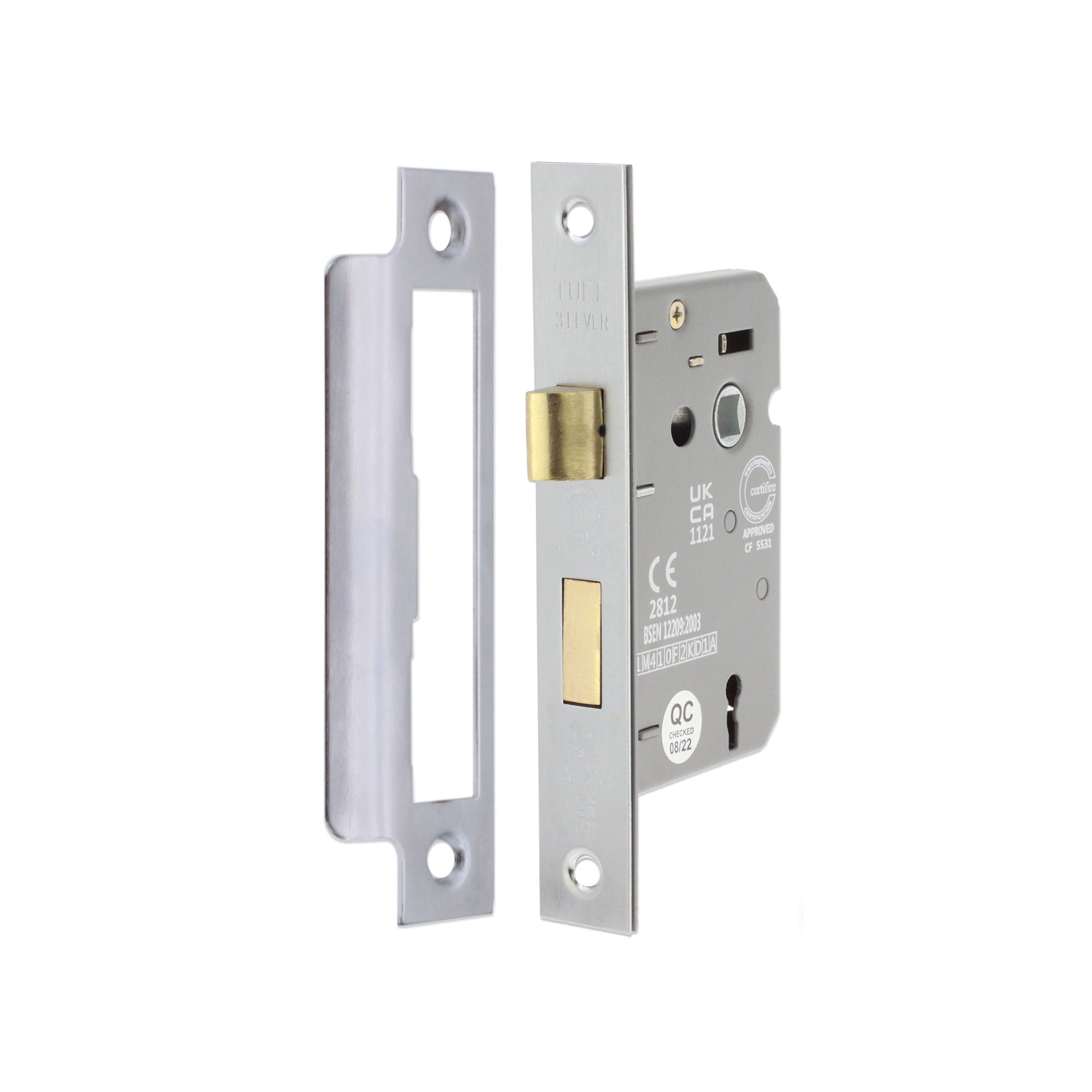 3" CE 3 Lever Mortice Sash Lock FD60 - Satin Chrome