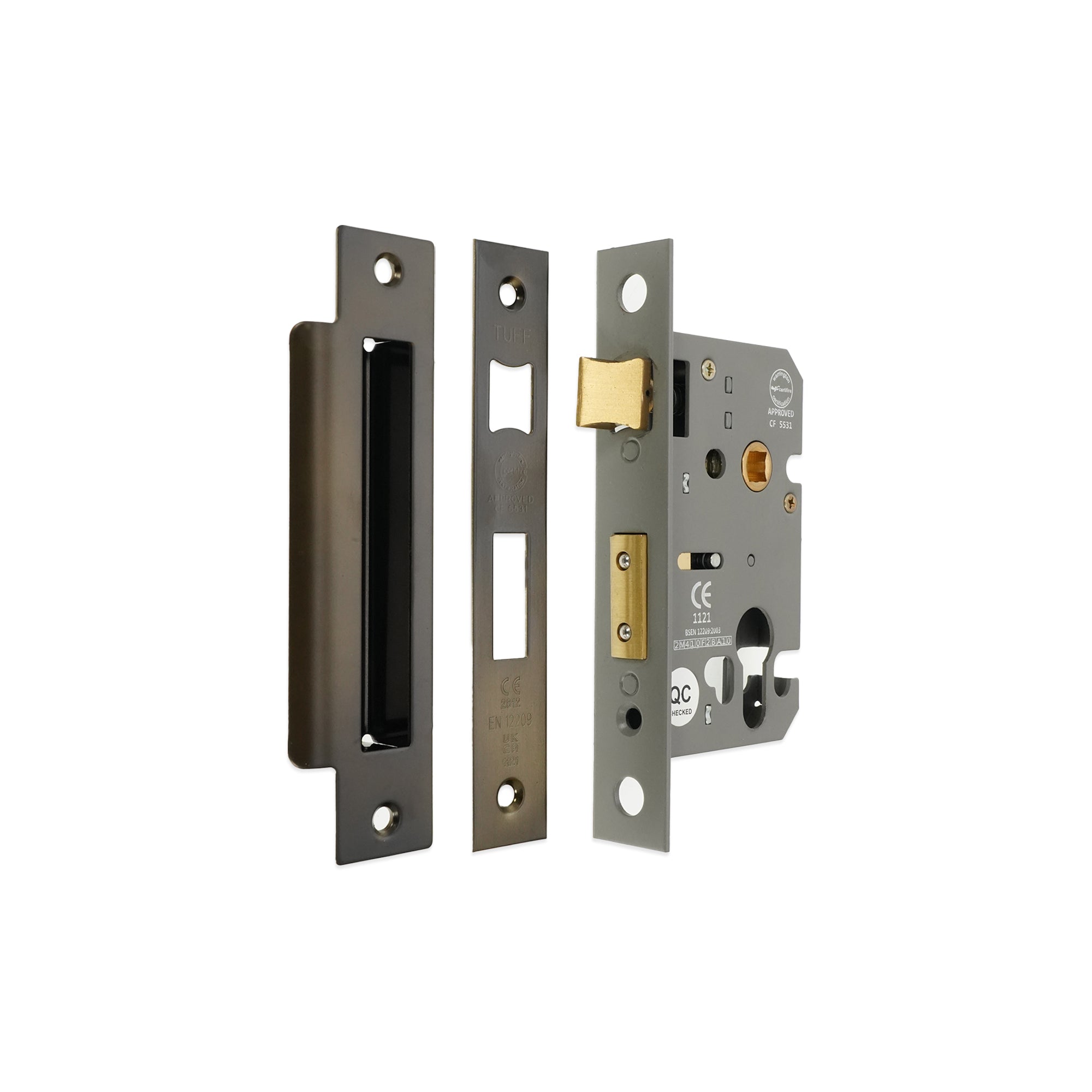 2.5" CE Euro Profile Mortice Sash Lock - Aged Bronze