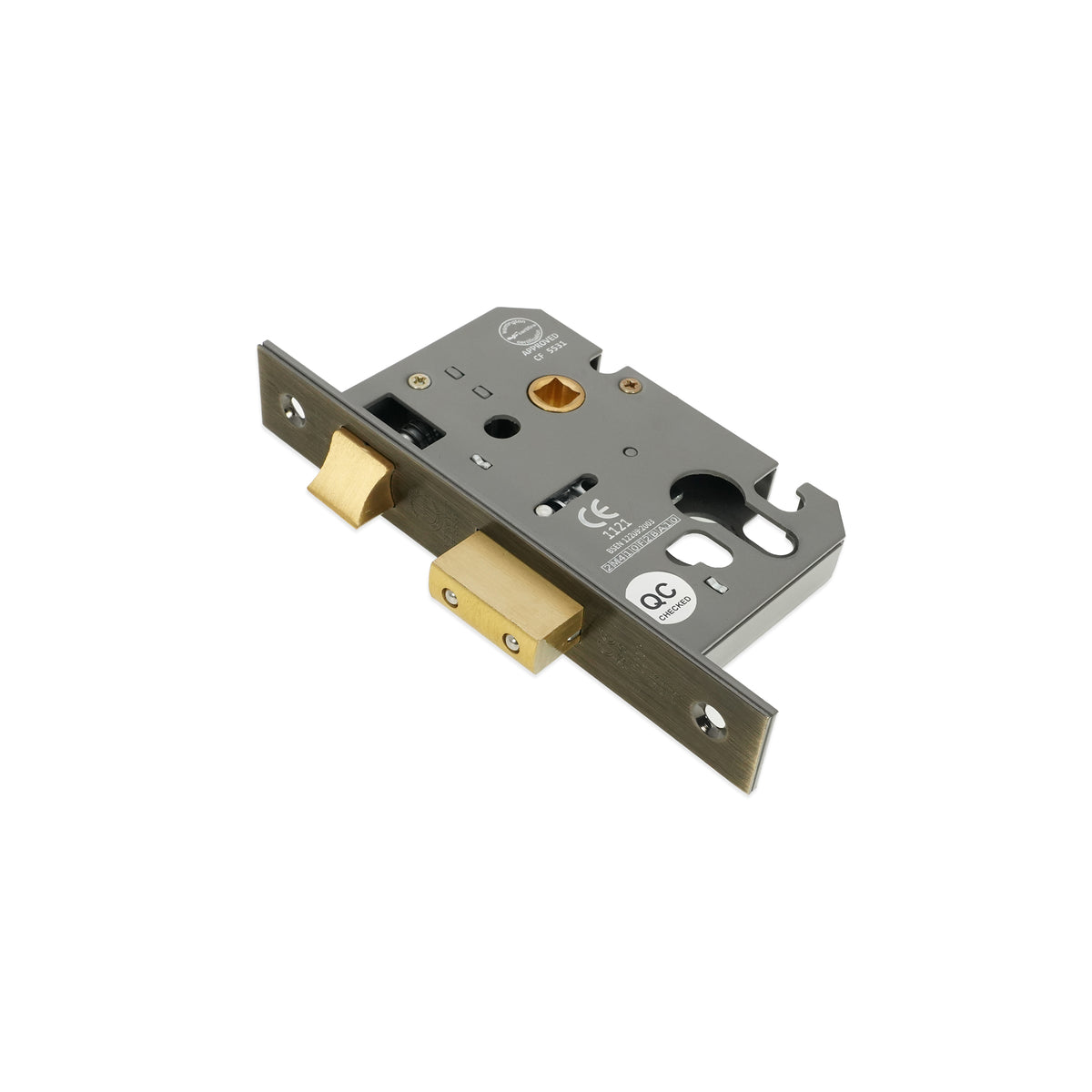 2.5" CE Euro Profile Mortice Sash Lock - Antique Brass