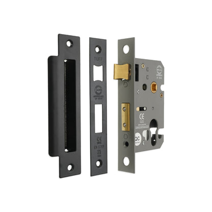 2.5" CE Euro Profile Mortice Sash Lock - Matt Black