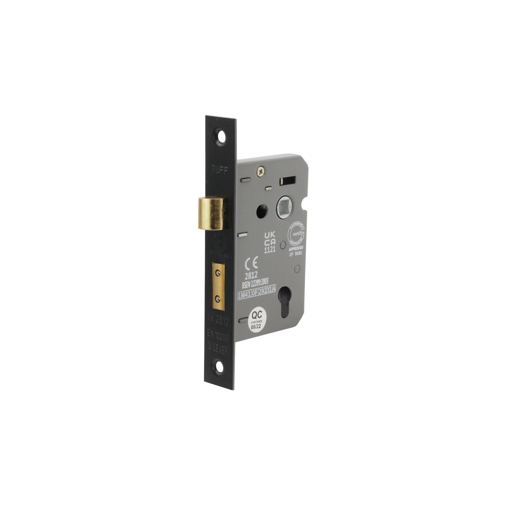 3" CE Euro Profile Mortice Sash Lock - Matt Black