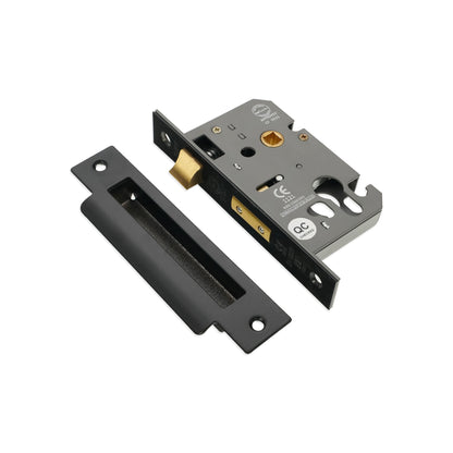 2.5" CE Euro Profile Mortice Sash Lock - Matt Black