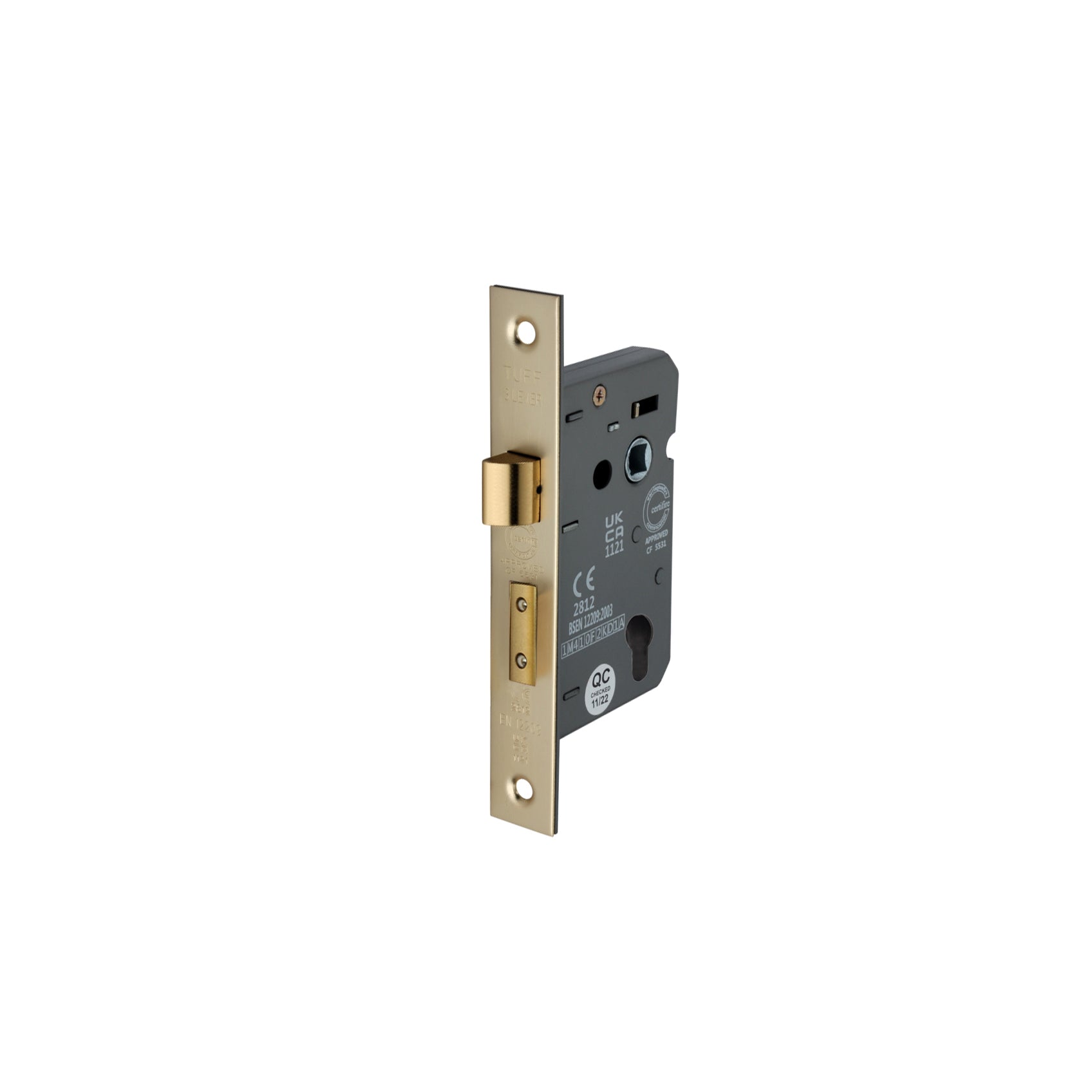 2.5" CE Euro Profile Mortice Sash Lock - Satin Brass