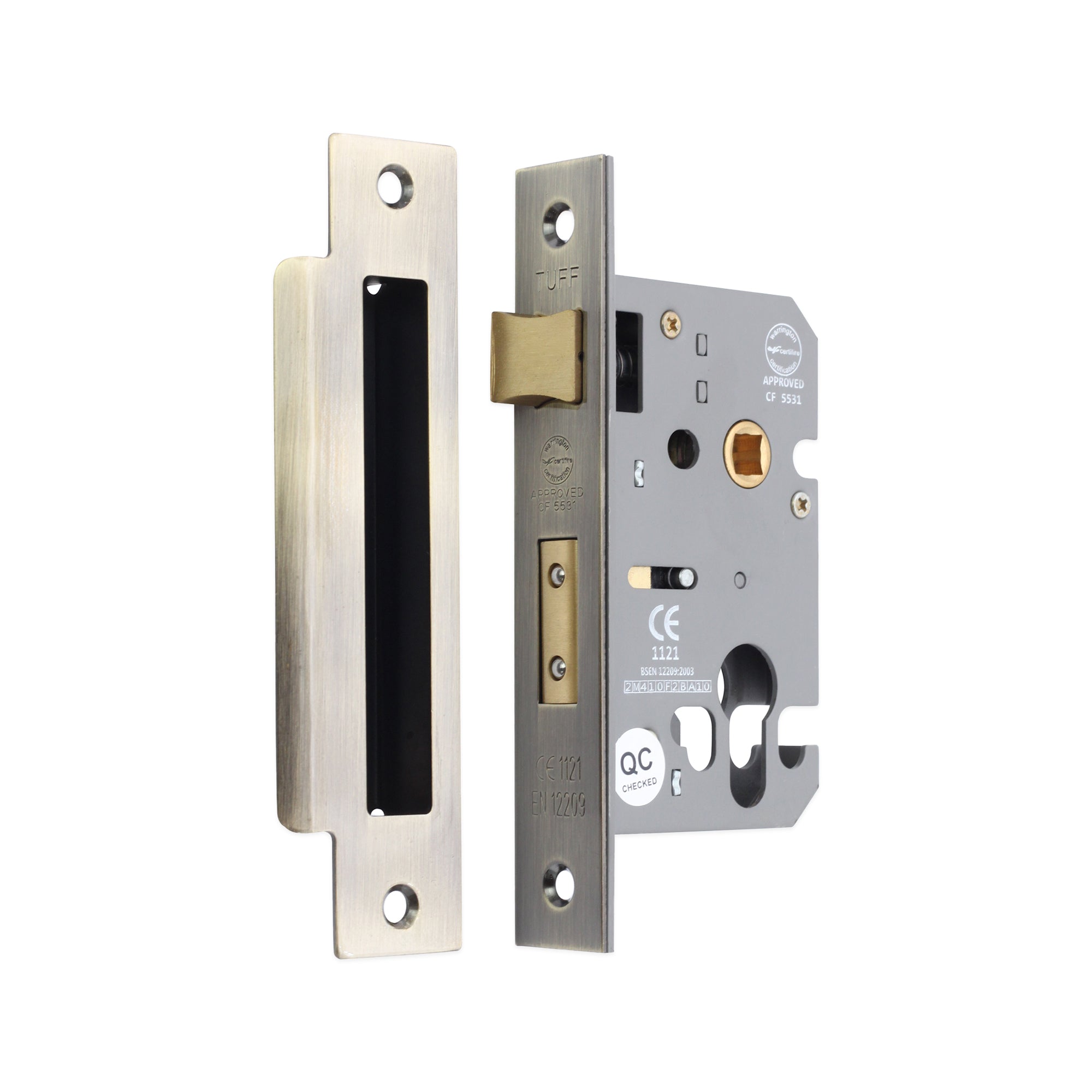 3" CE Euro Profile Mortice Sash Lock - Antique Brass