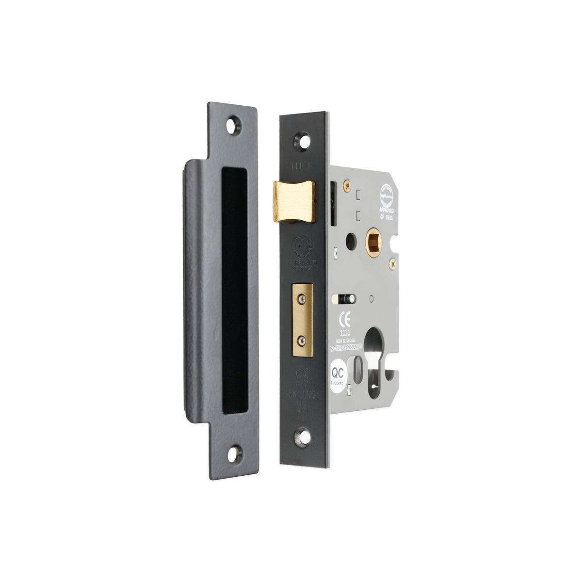 3" CE Euro Profile Mortice Sash Lock - Matt Black