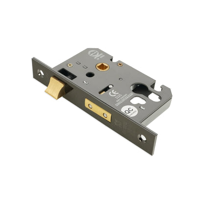 3" CE Euro Profile Mortice Sash Lock - Black Nickel