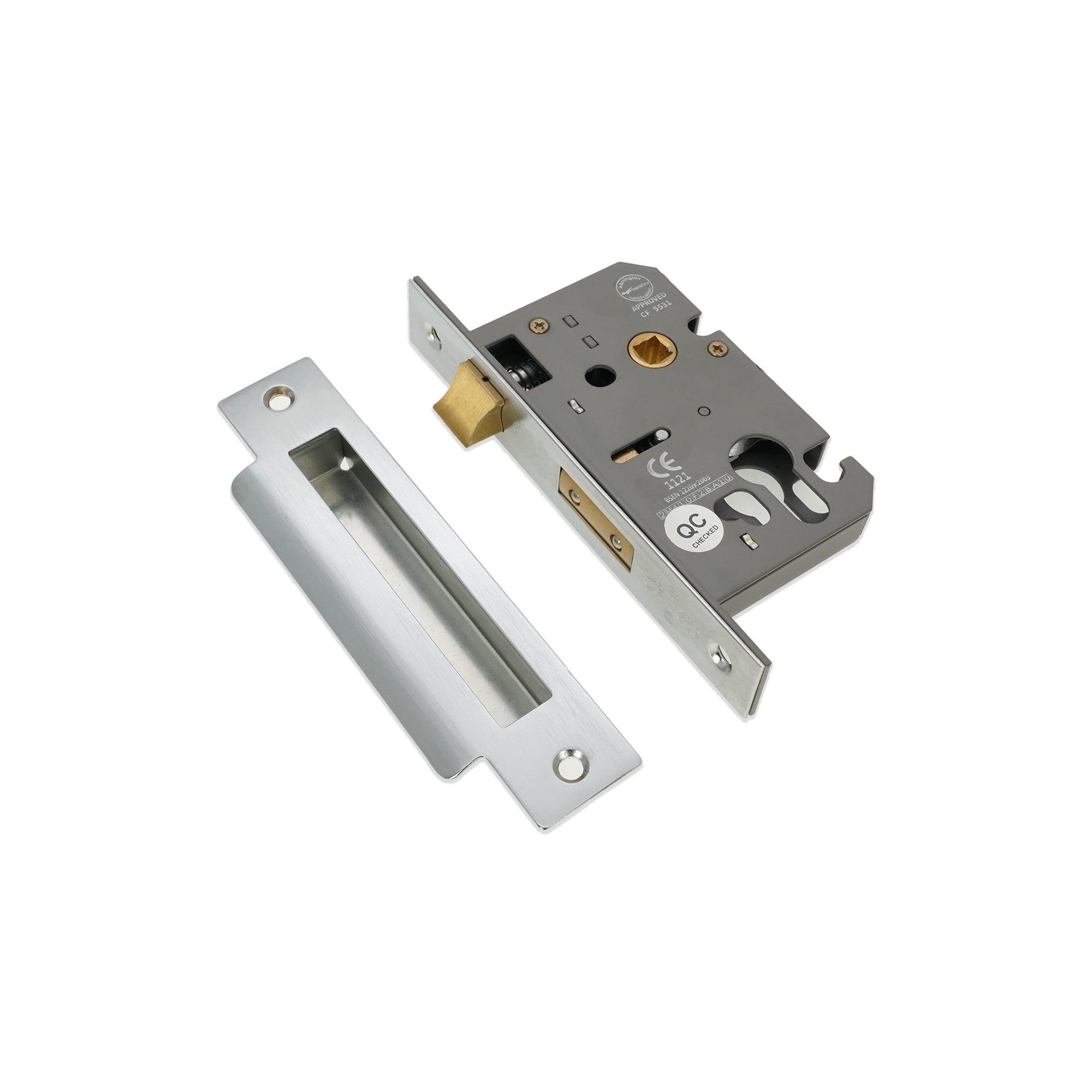 3" CE Euro Profile Mortice Sash Lock - Satin Chrome
