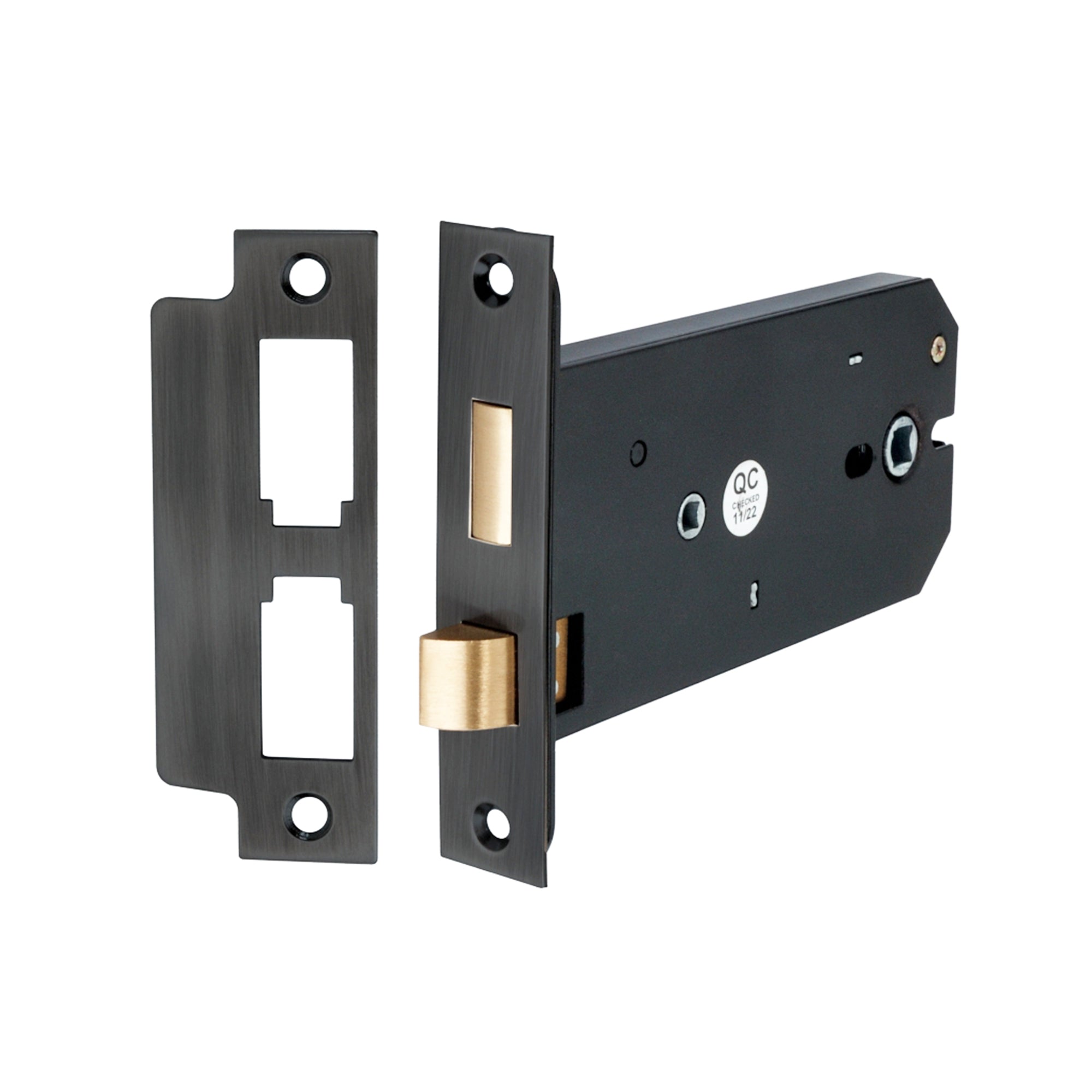 3 Lever Horizontal Bathroom Lock 6" - Matt Black