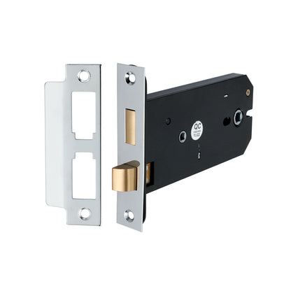 3 Lever Horizontal Bathroom Lock 6" Polished Chrome