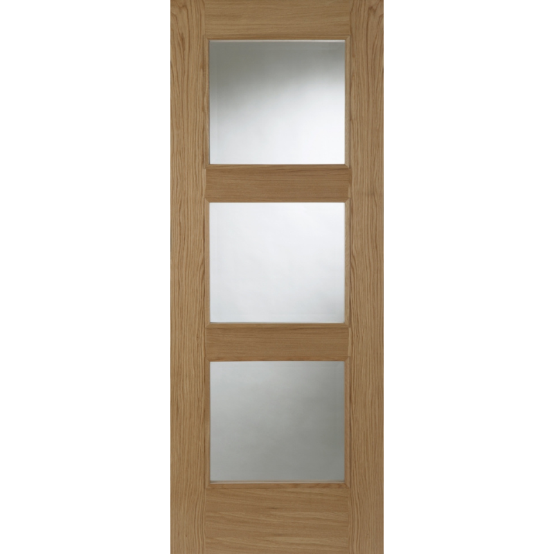 Madrid 3 Light Oak Glazed Fire Door