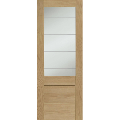 Palermo 2XG Internal Oak Fire Door with Clear Etched Glass (Unfinished)