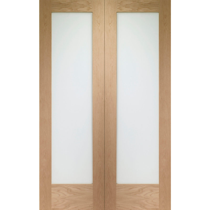 Pattern 10 Internal Oak Door Pair with Obscure Glass