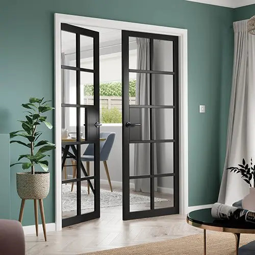Plaza Black Clear Glass Urban Internal Door