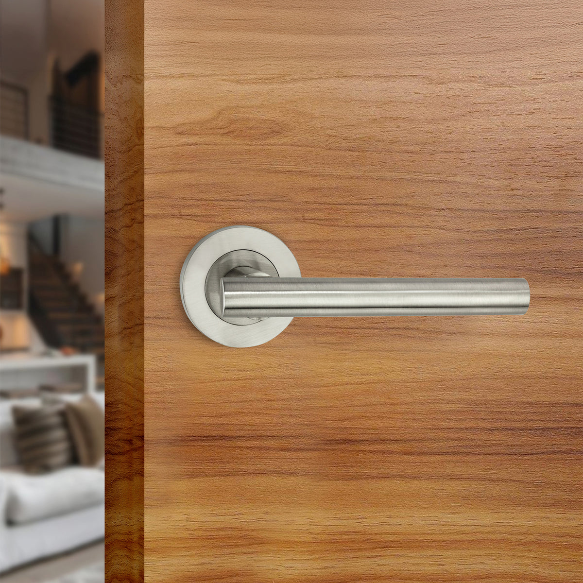 Jura Lever Door Handle Satin Nickel