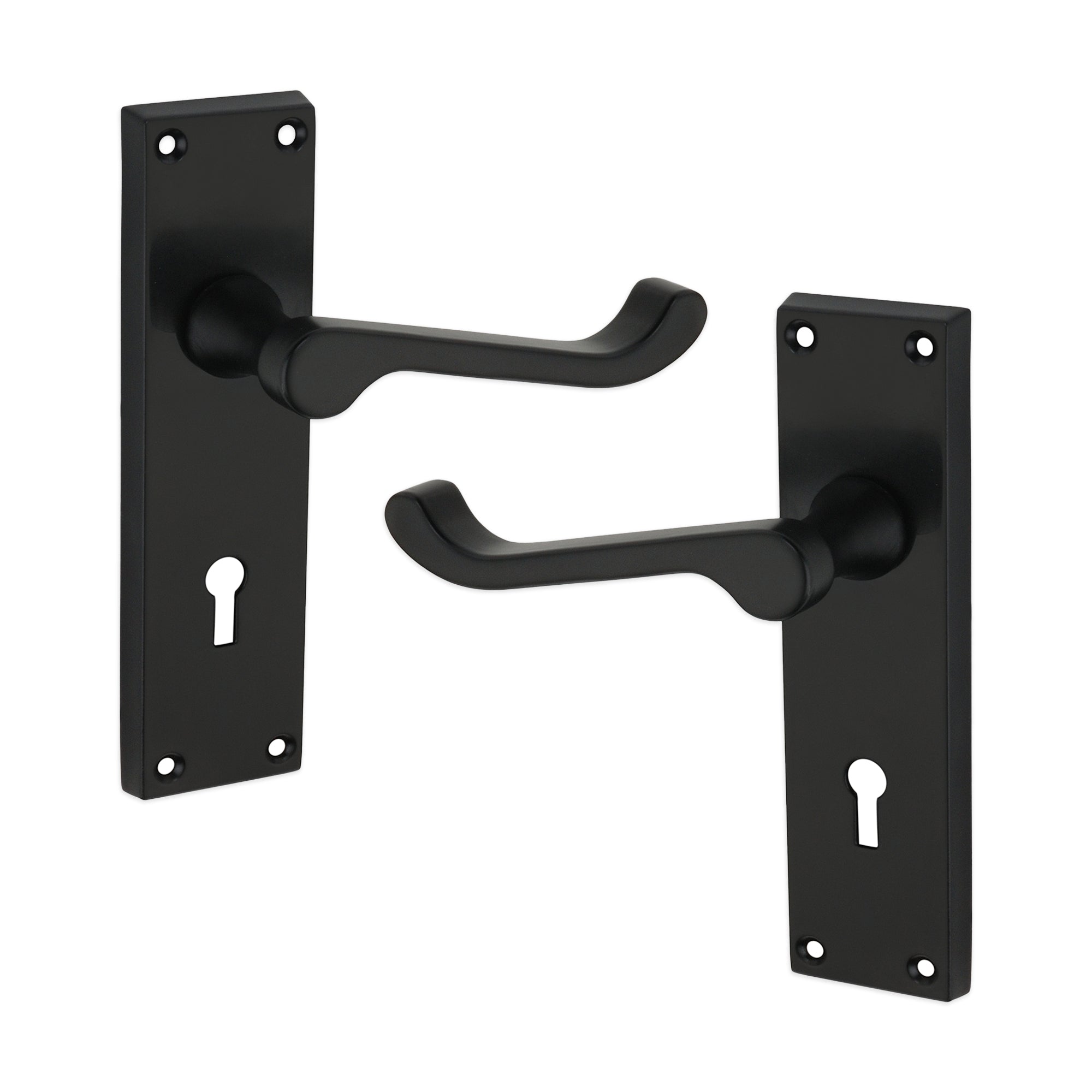 Victorian Scroll Lock Lever Handle 150mm Matt Black