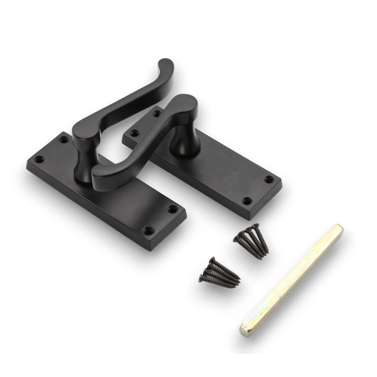 Victorian Scroll Latch Lever Handle 115mm Matt Black