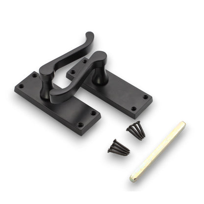 Victorian Scroll Latch Lever Handle 115mm Matt Black