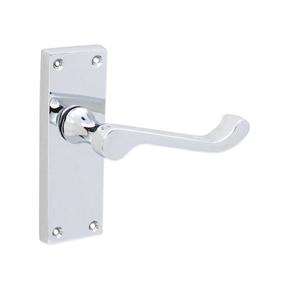 Victorian Scroll Latch Lever Handle 115mm Polished Chrome
