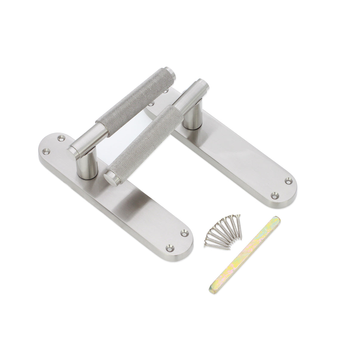 Connaught Knurled Lever on Backplate Latch Satin Nickel