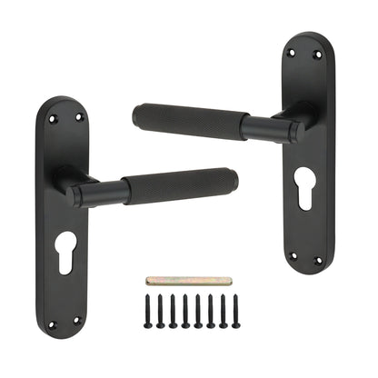 Connaught Knurled Lever on Backplate Euro Matt Black