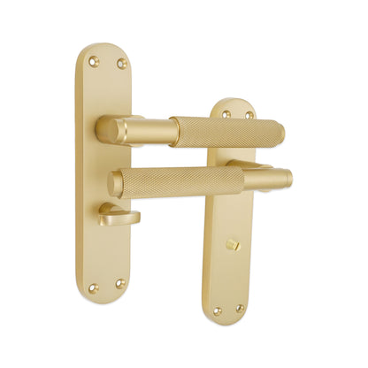 Connaught Knurled Lever on Backplate Bathroom Satin Brass