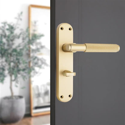 Connaught Knurled Lever on Backplate Bathroom Satin Brass