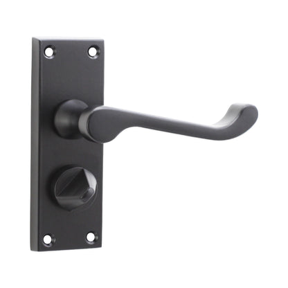 Victorian Scroll Privacy Lever Handle 115mm Matt Black