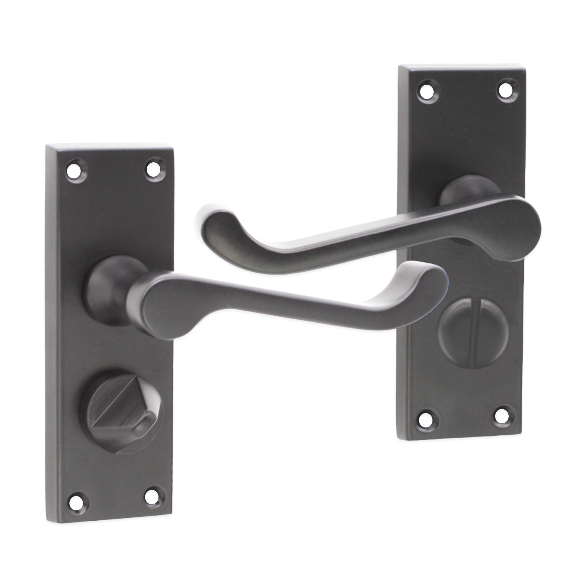 Victorian Scroll Privacy Lever Handle 115mm Matt Black