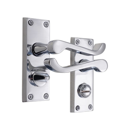 Victorian Scroll Privacy Lever Handle 115mm Polished Chrome