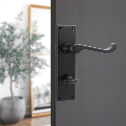 Victorian Scroll Bathroom Lever Handle 150mm Matt Black