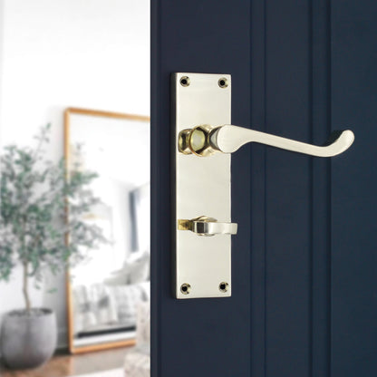 Victorian Scroll Bathroom Lever Handle 150mm Polished Brass