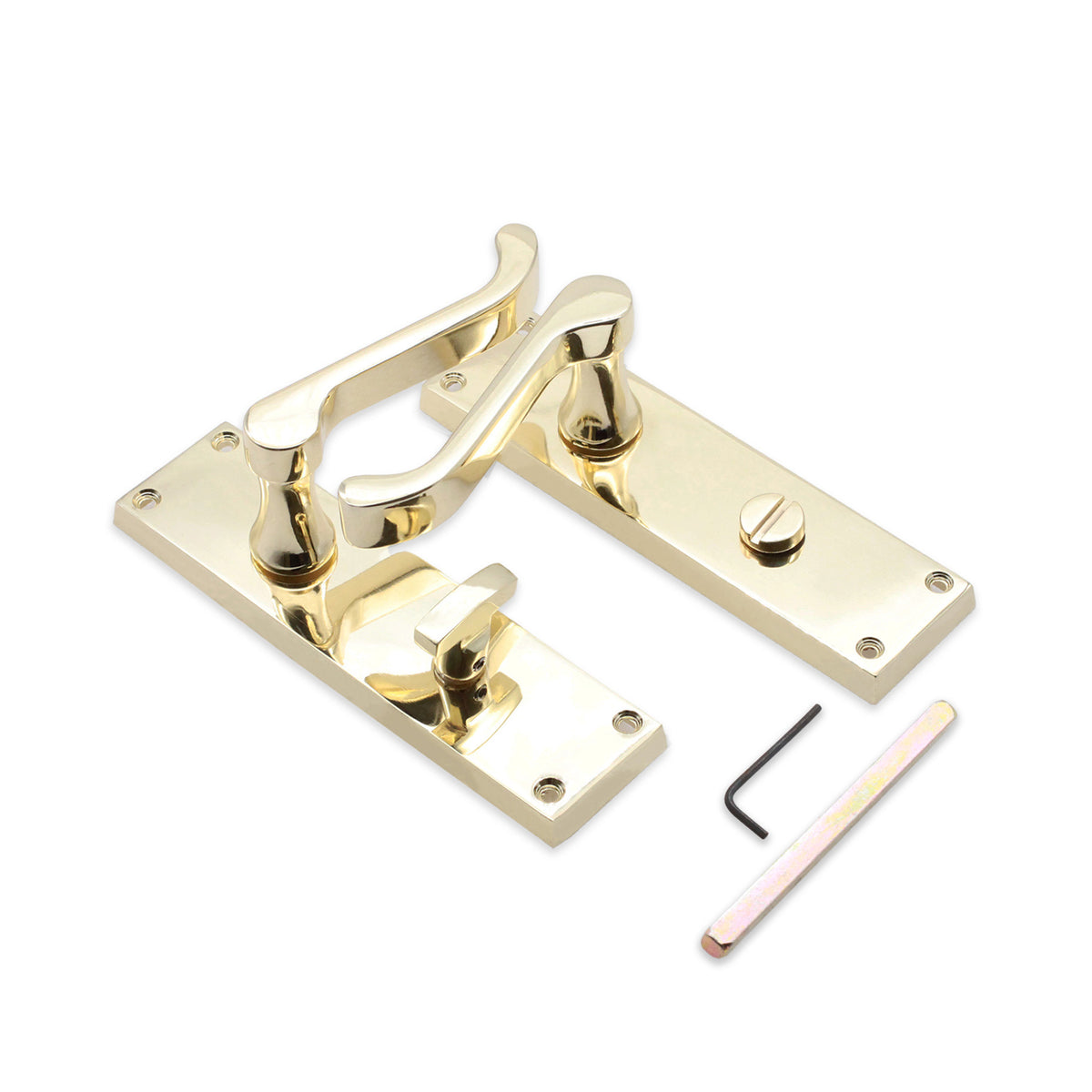 Victorian Scroll Bathroom Lever Handle 150mm Polished Brass