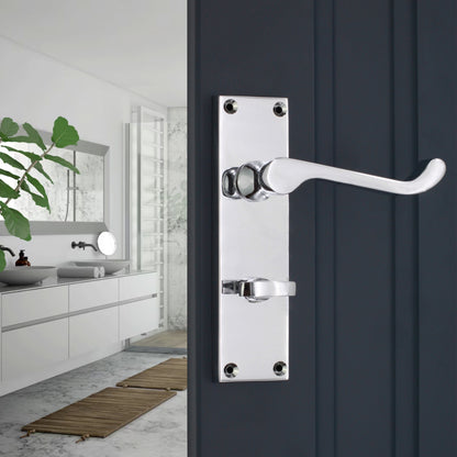 Victorian Scroll Bathroom Lever Handle 150mm Polished Chrome