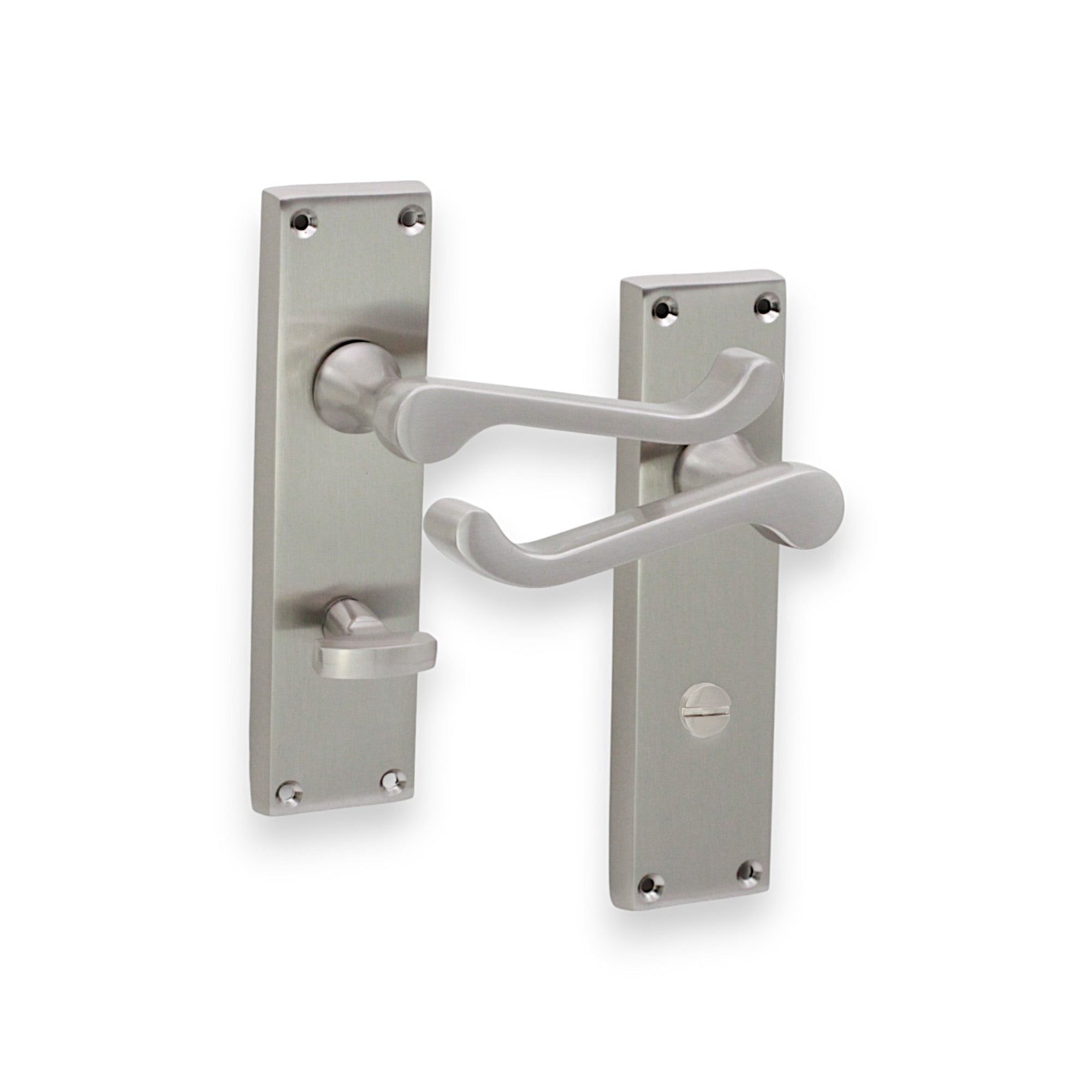 Victorian Scroll Bathroom Lever Handle 150mm Satin Nickel