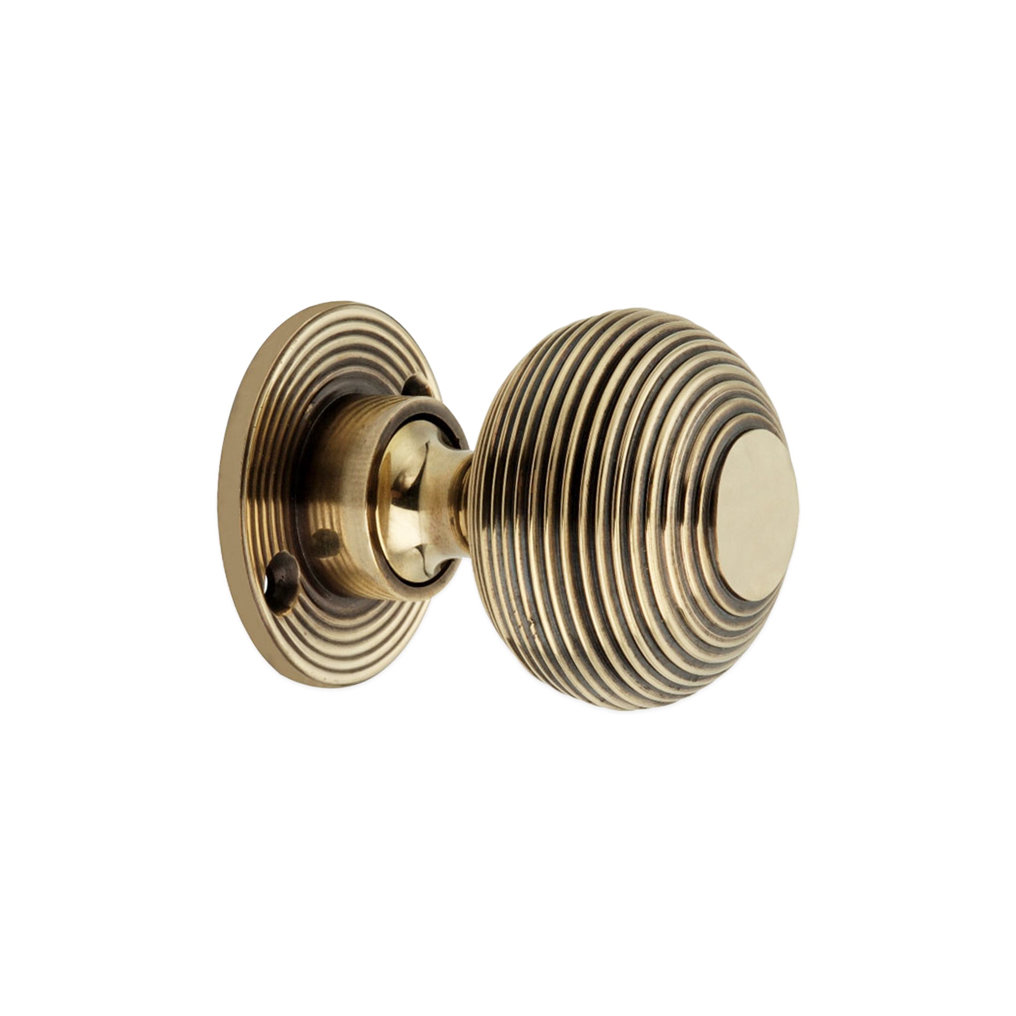Beehive 50mm Rim/Mortice Door Knob Aged Brass