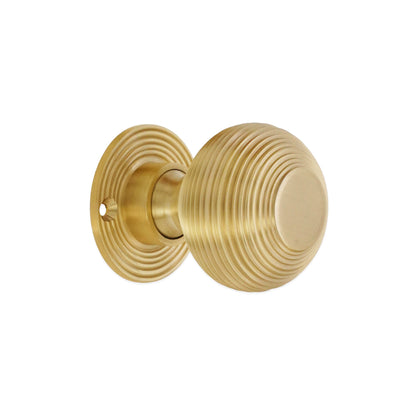 Beehive 50mm Mortice/Rim Door Knob Satin Brass